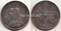 монета Великобритания двойной флорин 1887 год королева Виктория