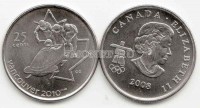 монета Канада 25 центов 2008 год XXI Зимние Олимпийские Игры 2010 года в Ванкувере бобслей