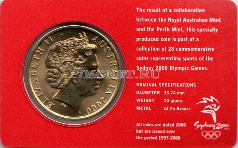 монета Австралия 5 долларов 2000 год Олимпийские игры в Сиднее - Конный спорт, в буклете 22 из 28