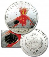 монета Палау 5 долларов 2006 год Вулкан