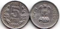 Монета Индия 5 рупий 1999 год Московский Монетный Двор