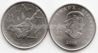 монета Канада 25 центов 2008 год XXI Зимние Олимпийские Игры 2010 года в Ванкувере сноуборд