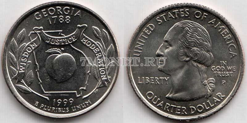 США 25 центов 1999 год Джорджия