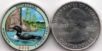 США 25 центов 2018 штат Миннесота Национальный парк Вояджерс, 43-й, эмаль 