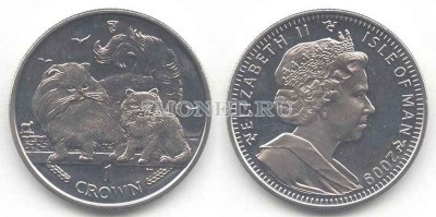 Остров Мэн 1 крона 2009 года кошка