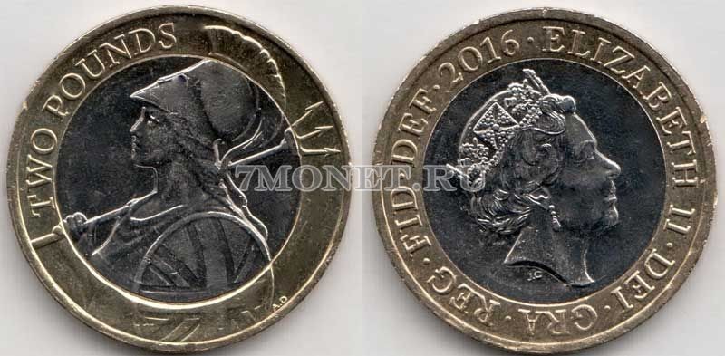 монета Великобритания 2 фунта 2016 год "Британия"