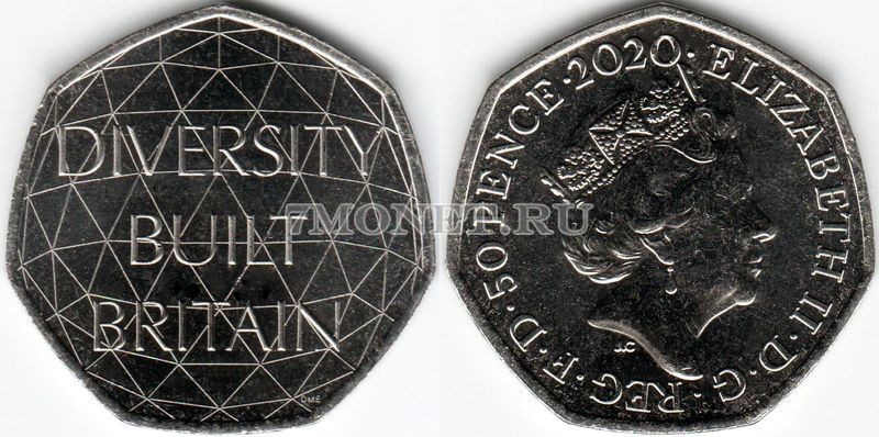 монета Великобритания 50 пенсов 2020 год Британское многообразие