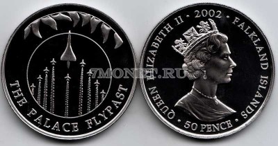 монета Фолклендские острова 50 пенсов 2002 год золотой юбилей Елизавета II - ...