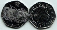 монета Великобритания 50 пенсов 2011 год Летние Олимпийские игры Лондон 2012 - водные виды спорта