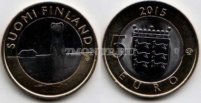 монета Финляндия 5 евро 2015 год Серия "Животные провинций" - горно...
