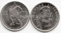 монета Канада 25 центов 2009 год XXI Зимние Олимпийские Игры 2010 года в Ванкувере конькобежный спорт