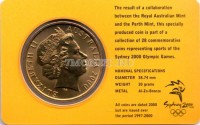 монета Австралия 5 долларов 2000 год Олимпийские игры в Сиднее - Бадминтон, в буклете 14 из 28
