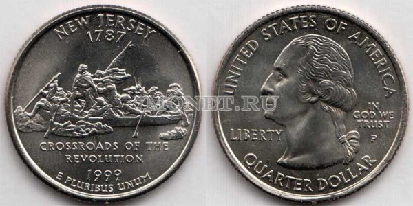 США 25 центов 1999 год Нью-Джерси