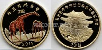 монета Северная Корея 20 вон 2014 год жираф