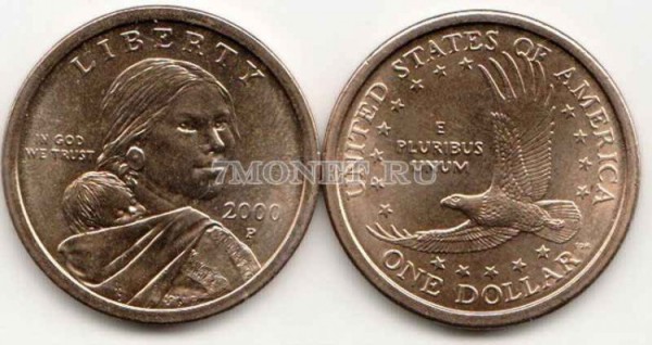 монета США 1 доллар 2000 год годовой
