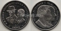 монета Фолклендские острова 1 крона 2017 год Елизавета II и принц Филипп