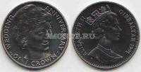 монета Гибралтар 1 крона 1991 год 10-летие бракосочетания Елизаветы II