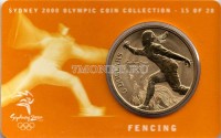 монета Австралия 5 долларов 2000 год Олимпийские игры в Сиднее - Фехтование, в буклете 15 из 28