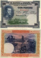бона Испания 100 песет 1925 год, XF