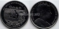 монета Остров Вознесения 1 крона 2014 год «100-летие Первой Мировой войны» Кладбище в Сомме «Мы будем помнить их»