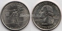 США 25 центов 1999 год Пенсильвания