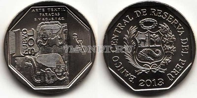 монета Перу 1 новый соль 2013 год Текстильное искусство Паракаса