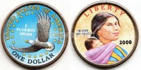 монета США 1 доллар 2000 год годовой, эмаль