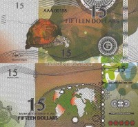 бона Острова Гилберта 15 долларов 2016 год Звёздчатая черепаха