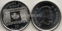 монета Канада 25 центов 2015 год 50 лет флагу