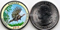 США 25 центов 2015 год штат Луизиана Национальный лес Кисатчи, 27-й, эмаль