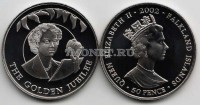 монета Фолклендские острова 50 пенсов 2002 год золотой юбилей Елизавета II c радиомикрофоном