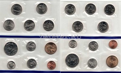 США годовой набор монет 2005 год 10 штук монетный двор Филадельфия