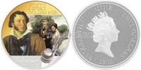 монета Ниуэ 2 доллара 2012 год Поэт "Золотого века" А. С. Пушкин