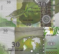 бона Острова Гилберта 30 долларов 2016 год Длинношейная черепаха