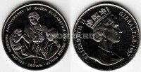 монета Гибралтар 1 крона 1997 год золотой юбилей со дня свадьбы Елизаветы и Филиппа