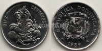 монета Доминиканская республика 10 центаво 1989 год