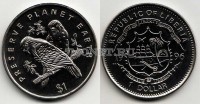 монета Либерия 1 доллар 1996 год Сохраним планету Земля. Попугаи - неразлучники