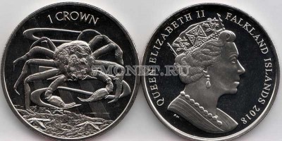 монета Фолклендские острова 1 крона 2018 год Краб
