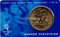 монета Австралия 5 долларов 2000 год Олимпийские игры в Сиднее - Современное пятиборье, в буклете 3 из 28