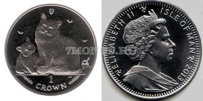Остров Мэн 1 крона 2013 год Сибирская кошка