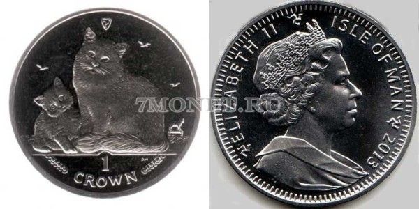 Остров Мэн 1 крона 2013 год Сибирская кошка