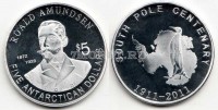 монета Южный полюс 5 долларов 2011 год Амундсен