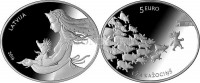 монета Латвия 5 евро 2016 год  Сказка "Ежова шубка"