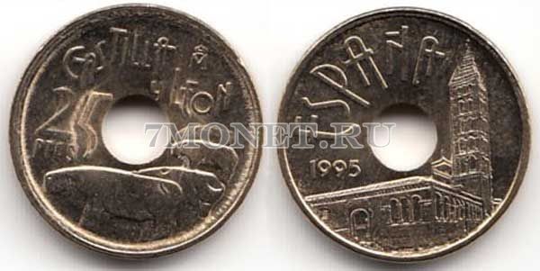 монета Испания 25 песет 1995 год Кастилия и Леон