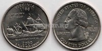 США 25 центов 2000 год Вирджиния