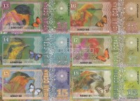 Индийский океан набор из 6-ти банкнот 13-18 долларов 2018 год Птицы и бабочки
