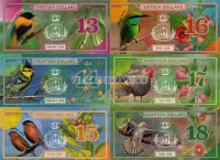 Индийский океан набор из 6-ти банкнот 13-18 долларов 2018 год Птицы и бабочки