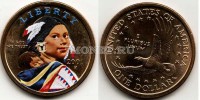 монета США 1 доллар 2001 год Сакагавея, эмаль