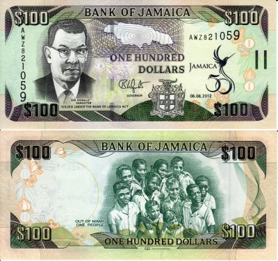 бона Ямайка 100 долларов 2012 год "50 лет независимости"