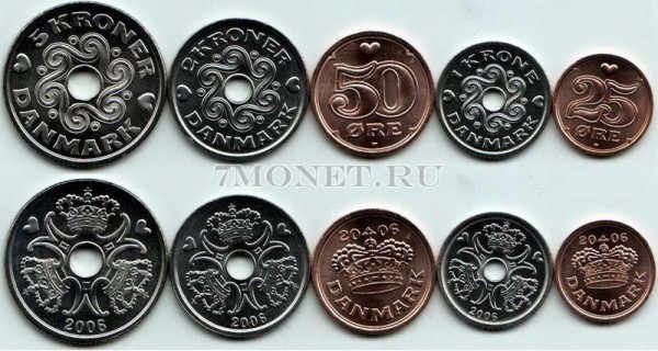 Дания набор из 5-ти монет 2006 год